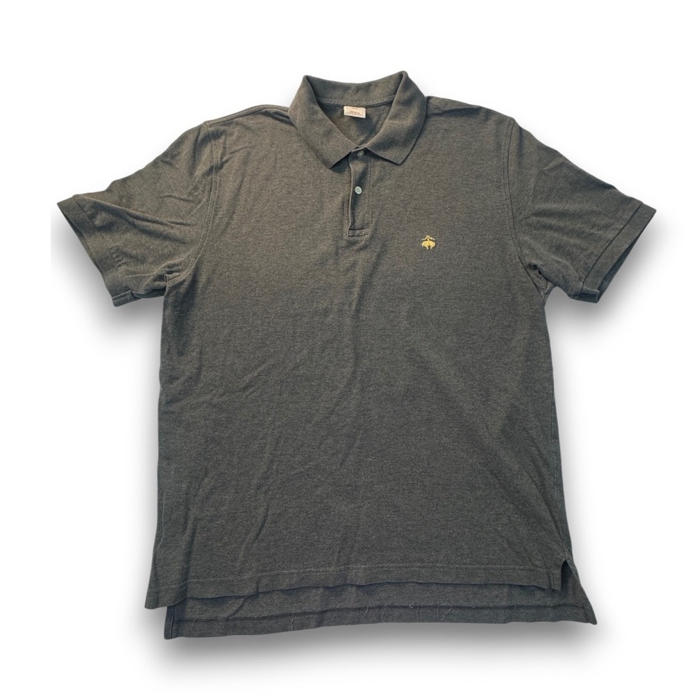 Brooks Brothers 346 Mens Polo Shirt Gray Cotton Original Fit Short Sleeve Large